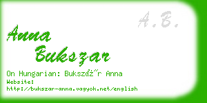 anna bukszar business card